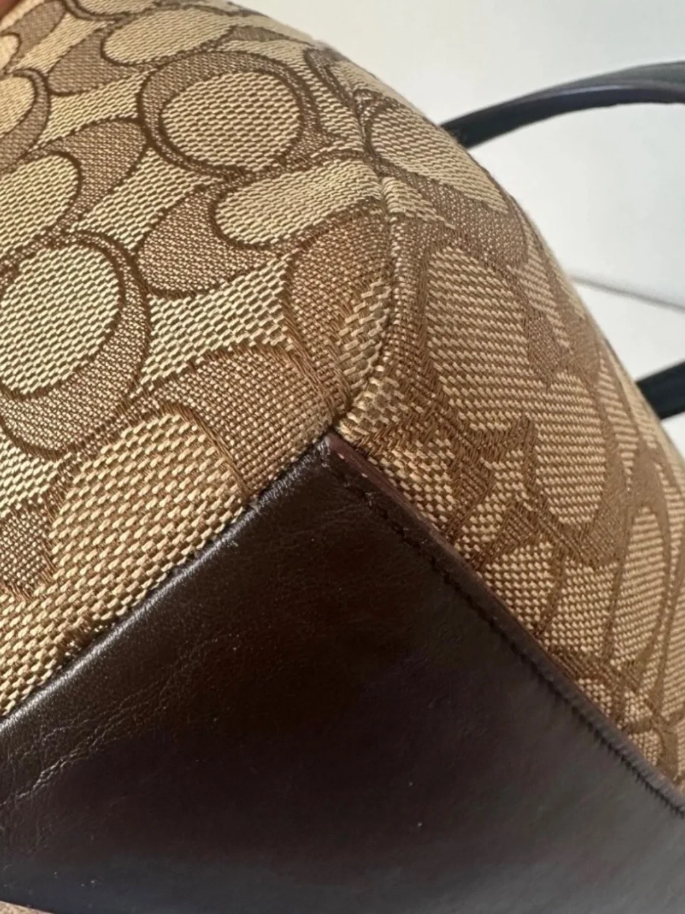 Coach Khaki Brown Signature Jacquard Prairie Satchel in Canvas